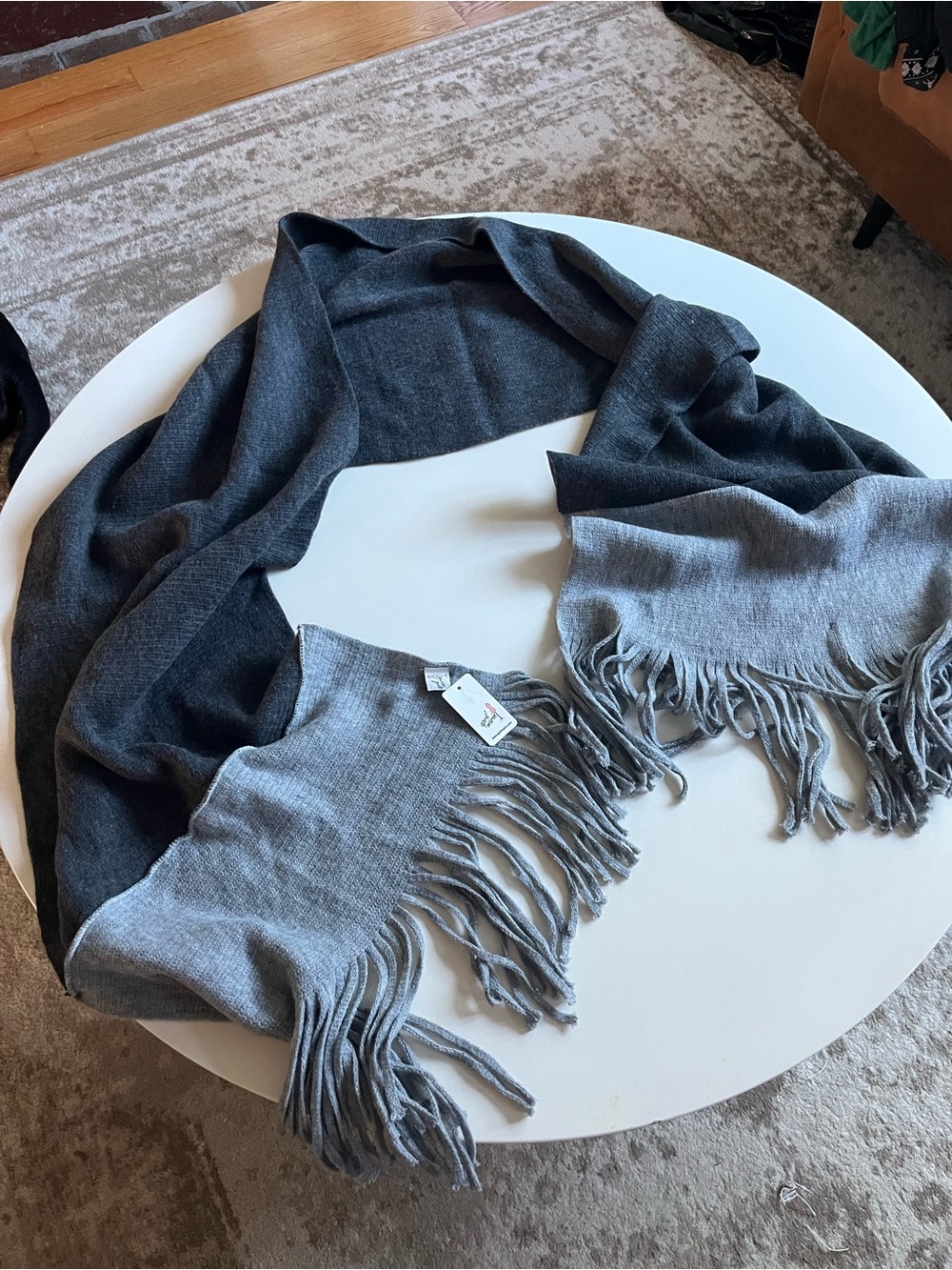 APRIL MARIN NWT Gray Knit Fringe Scarf